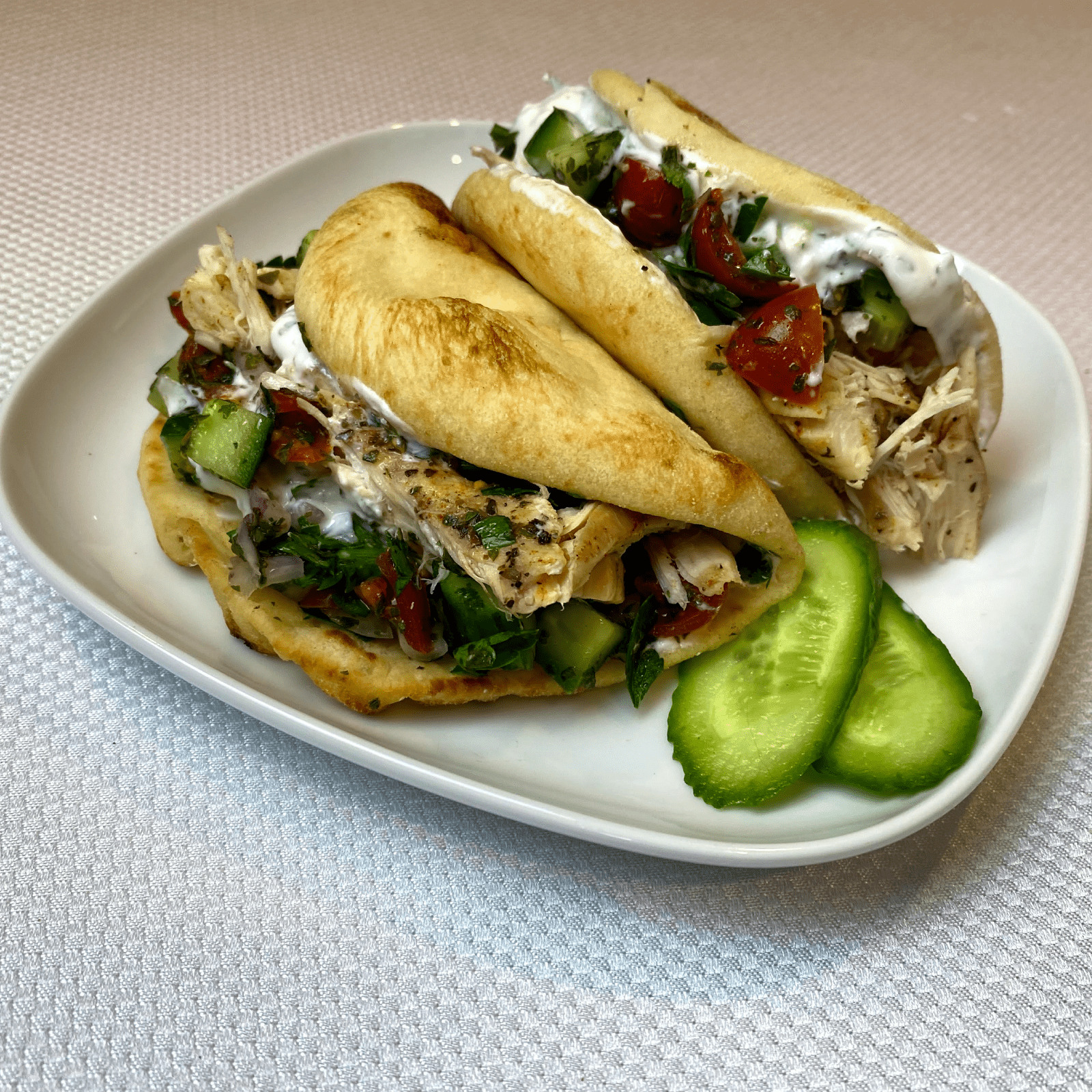 Chicken Gyros with Cucumber Salad and Tzatziki