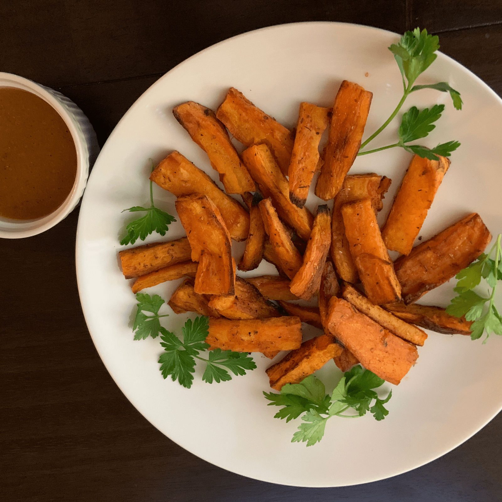 Roasted Sweet Potato Fries with Apricot Dipping Sauces