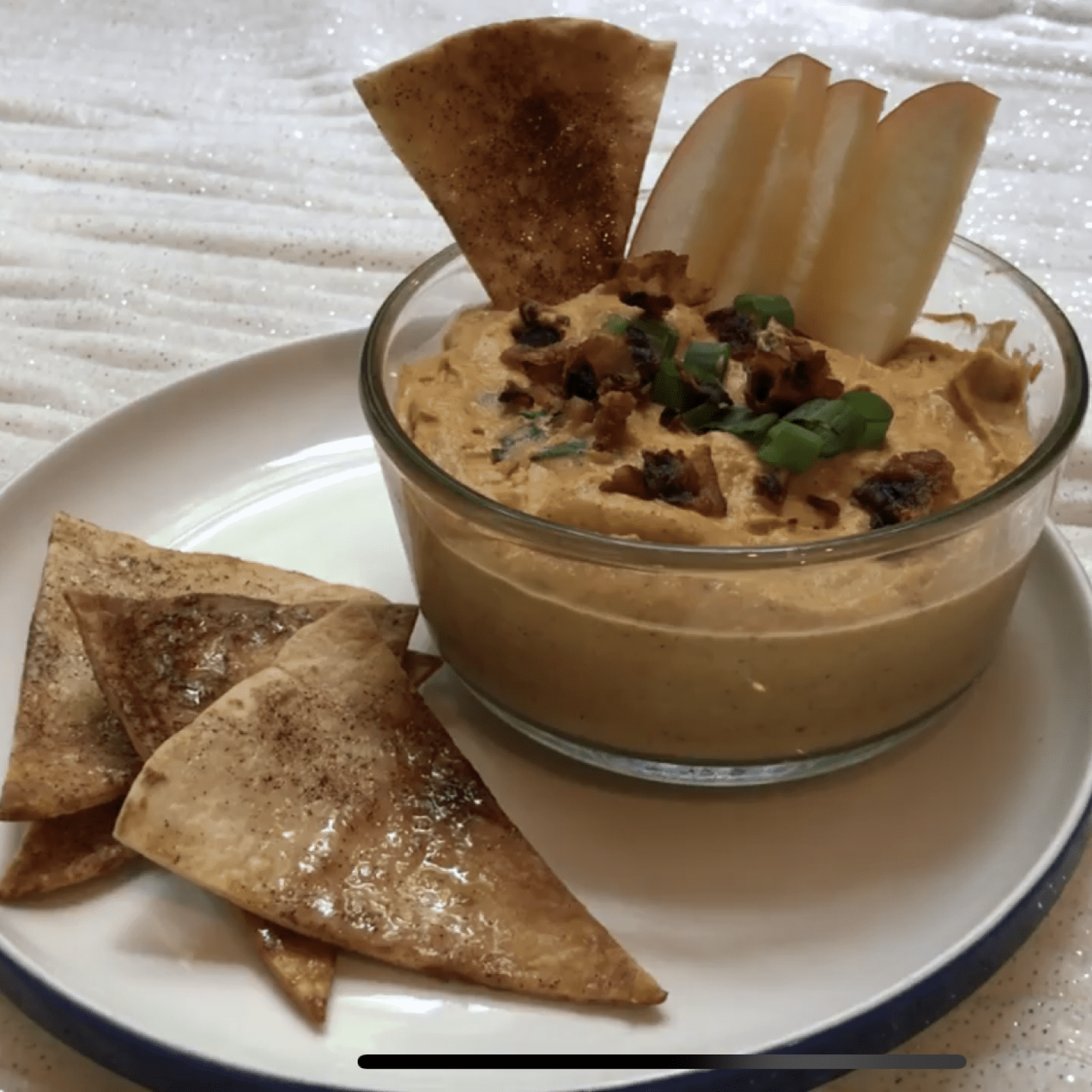 Sweet and Savory Pumpkin Dip with Cinnamon Tortilla Chips